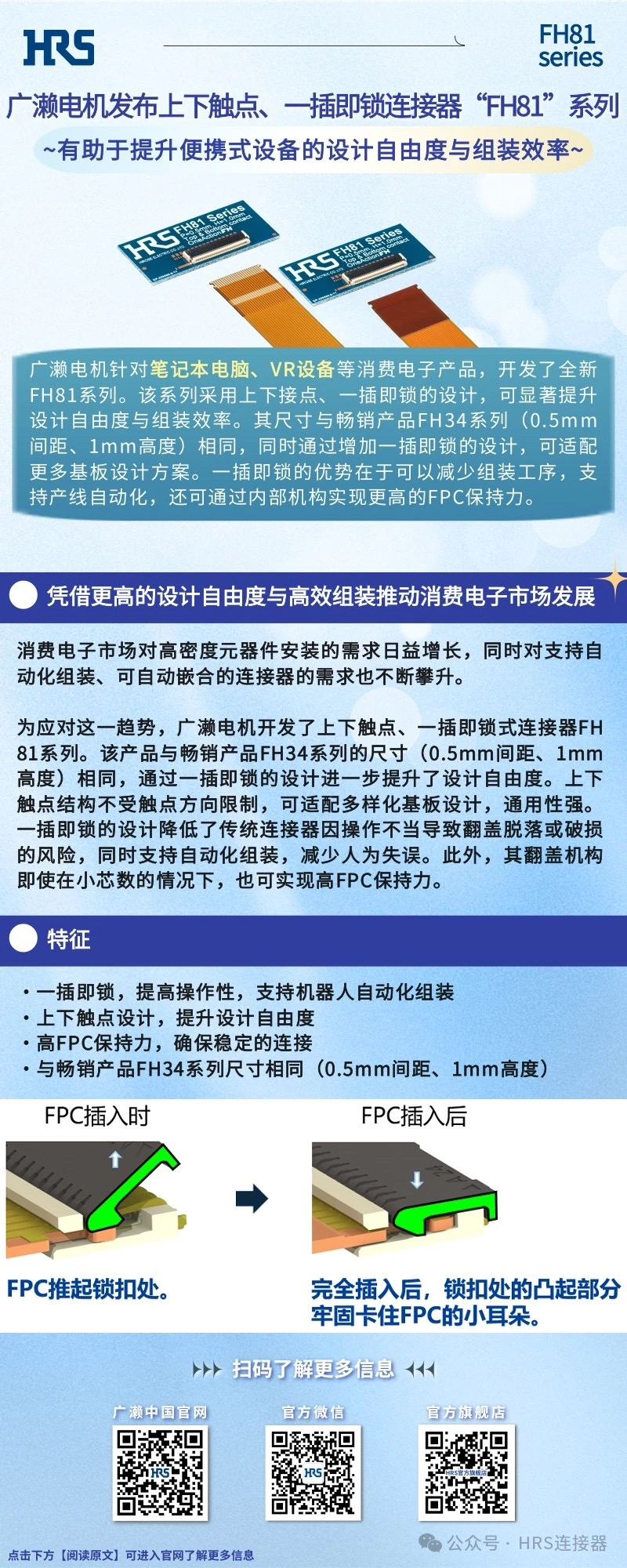 【新品发布】广濑电机发布上下触点、一插即锁连接器“FH81”系列